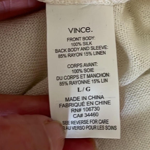 Vince Silk Front Rayon/Linen Blouse - Picture 8 of 8